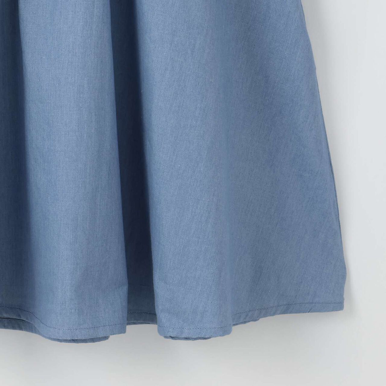 Cutwork Embroidery 2WAY Shoulder-Opening Denim One-Piece Dress [Cool Touch],Sax blue, large image number 12
