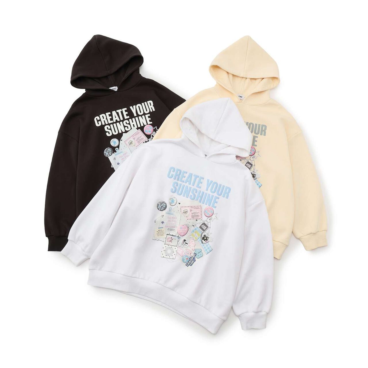 LTXC [Wool Lined] Sticker-Style Loose Fit Pullover Hoodie,Off white, large image number 5