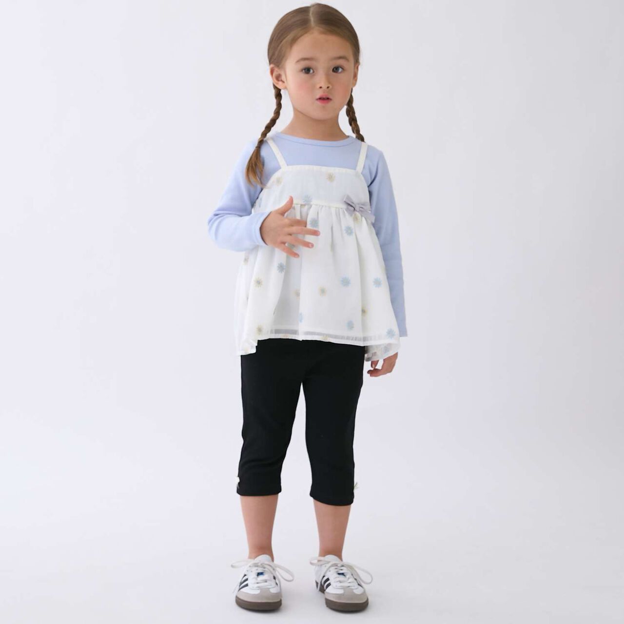 Affordable GIRLS 3/4 Length Leggings,Black, large image number 0