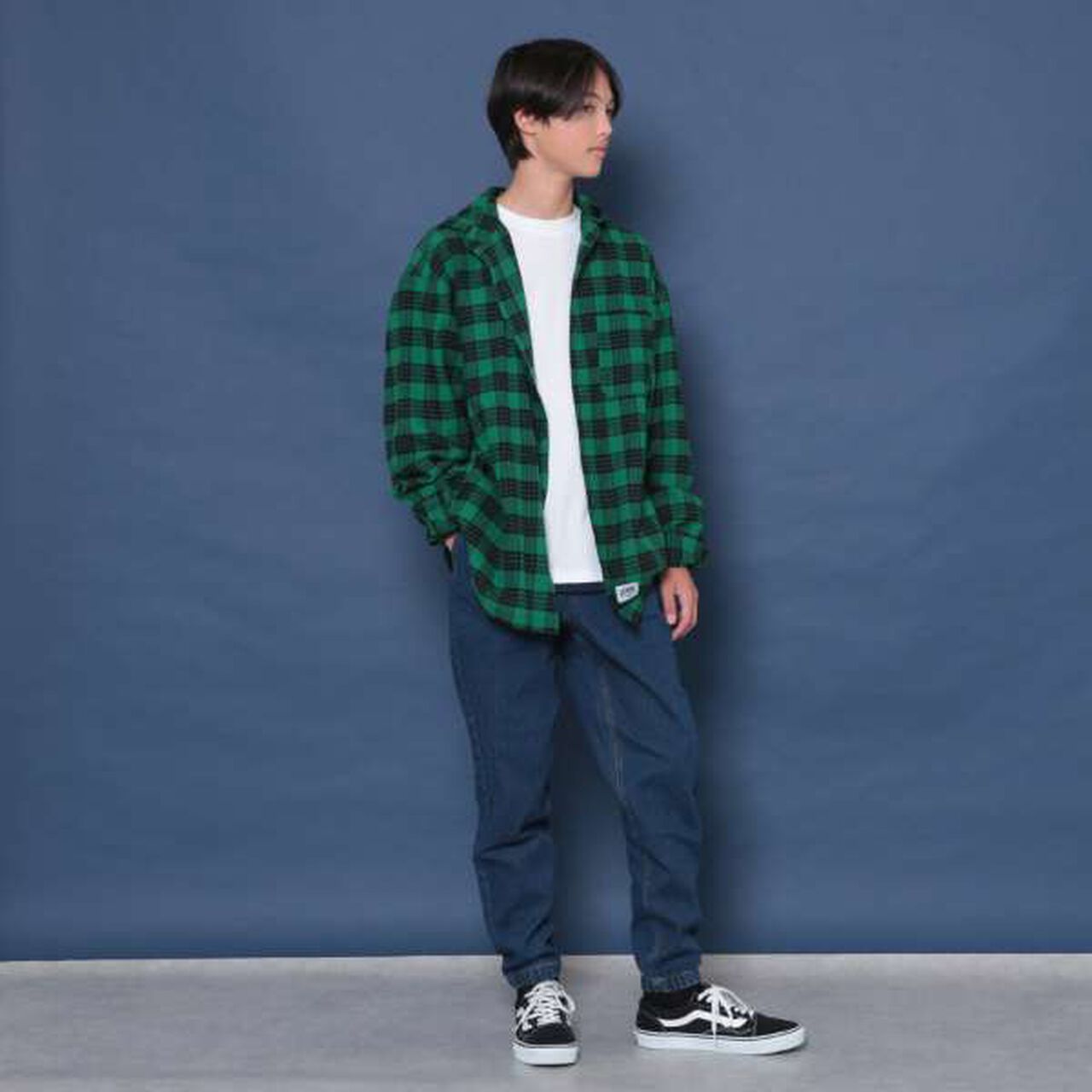 Hooded Check Shirt,Blue, large image number 5