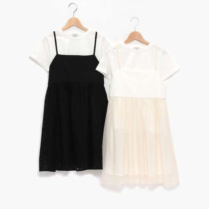 [AMI] Rib Panel Camisole Dress Inner T-Shirt Set,Black, medium image number 5