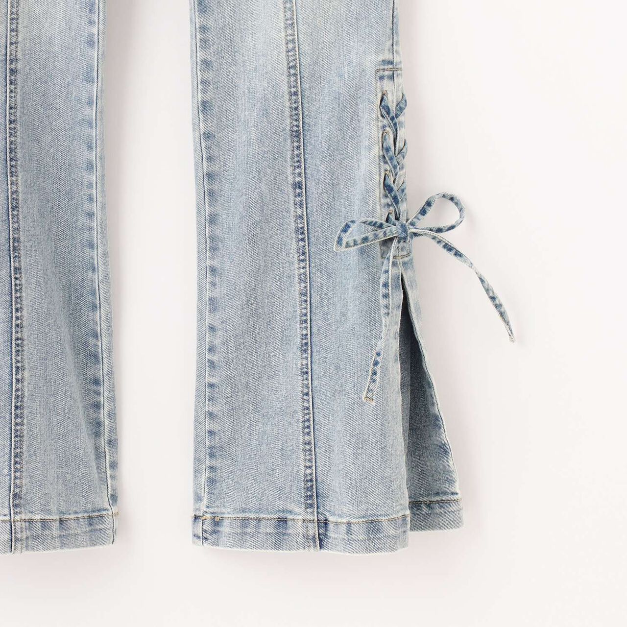 Lace-Up Flare Denim Pants,Gray, large image number 16