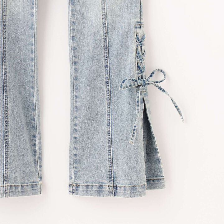 Lace-Up Flare Denim Pants,Gray, medium image number 16