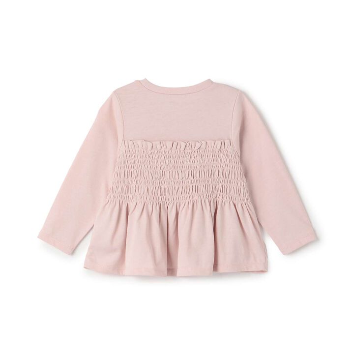 Link - Shirred Peplum Long-Sleeve T-Shirt,Pearl white, medium image number 6