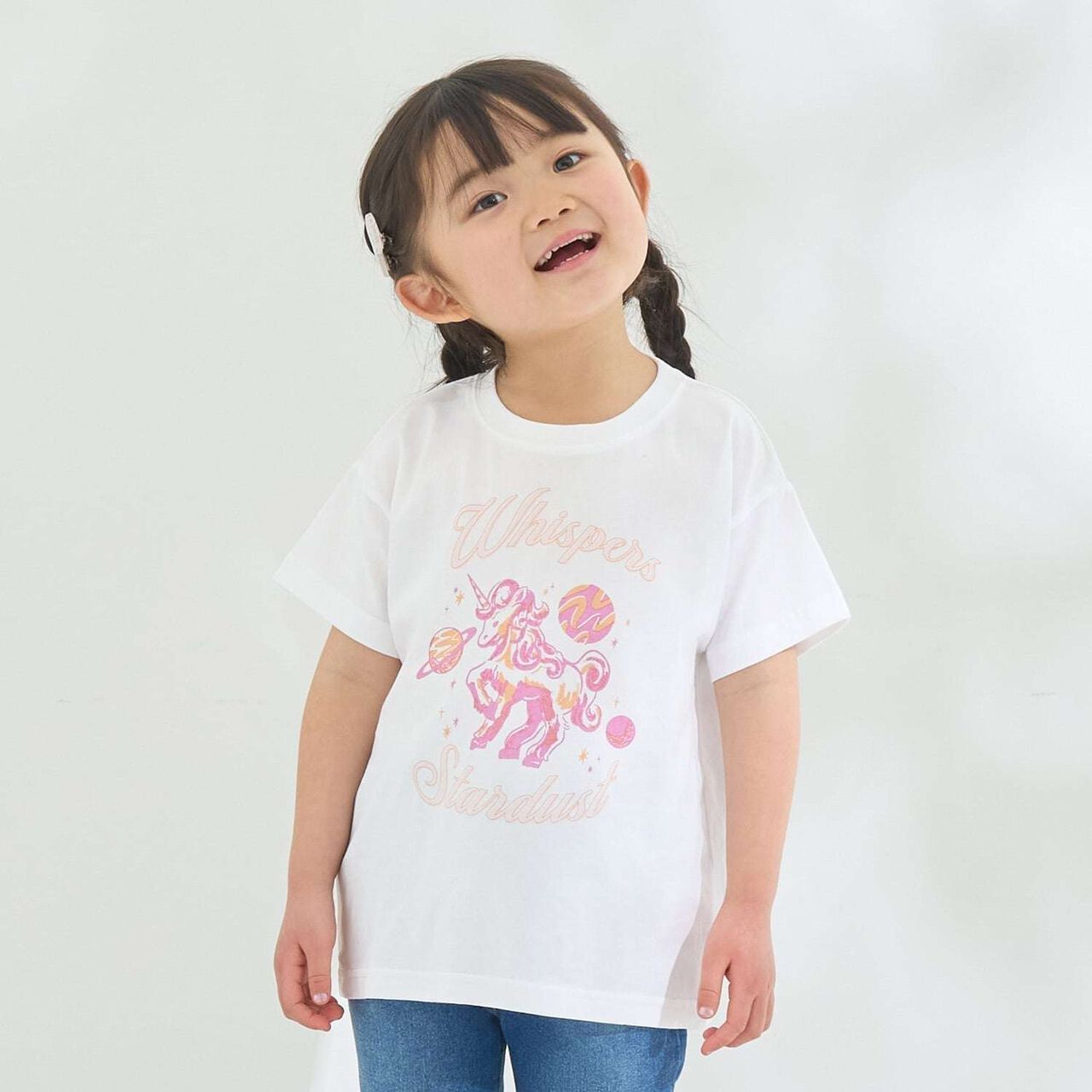 [100% Cotton] Sherbet T-Shirt [UV Cool Touch & Shape-Retaining] Assorted 7 Patterns T-Shirt [Kids Girls],Pearl white, large image number 0