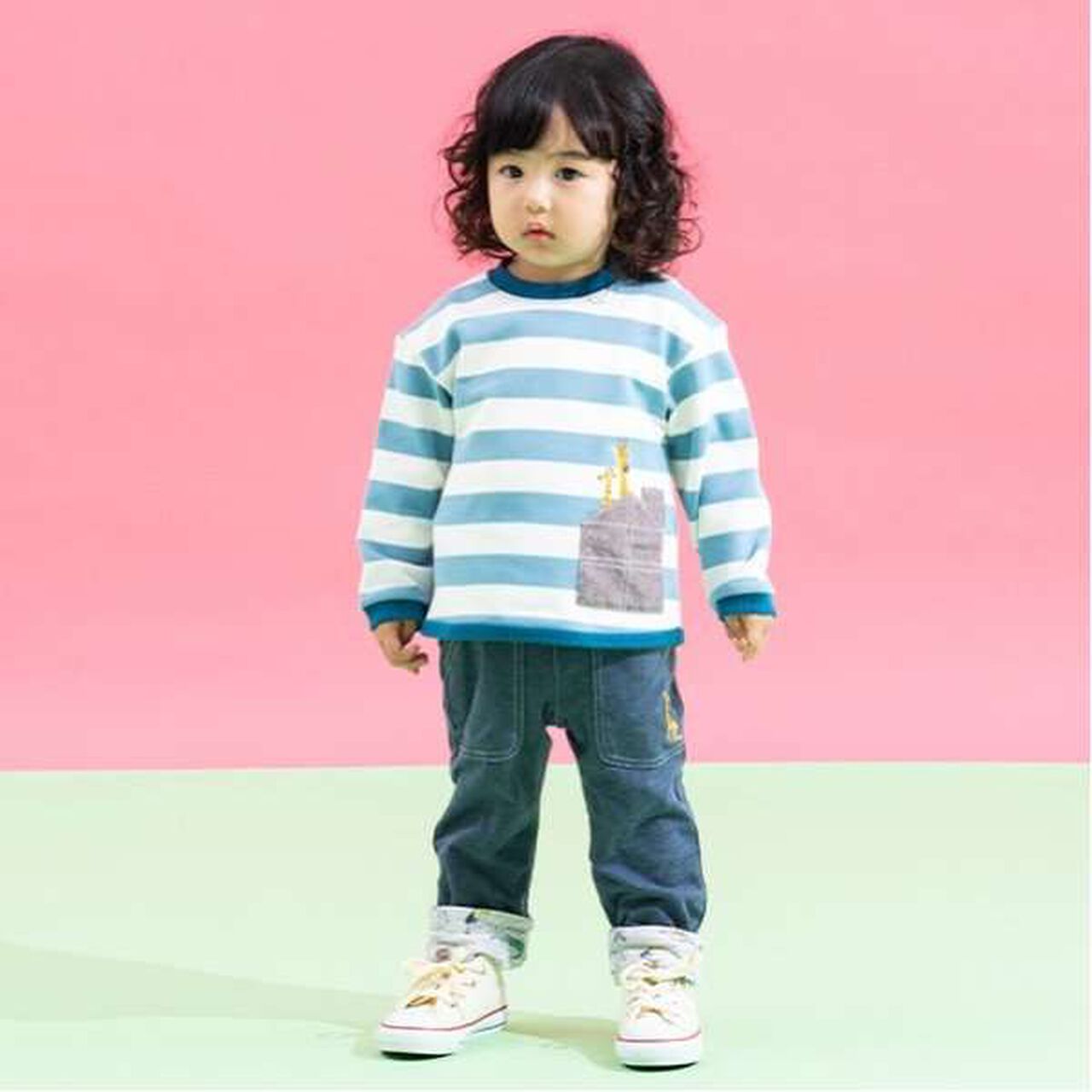 Animal Stripe Pattern Sweatshirt with Pocket,Light blue, large image number 3