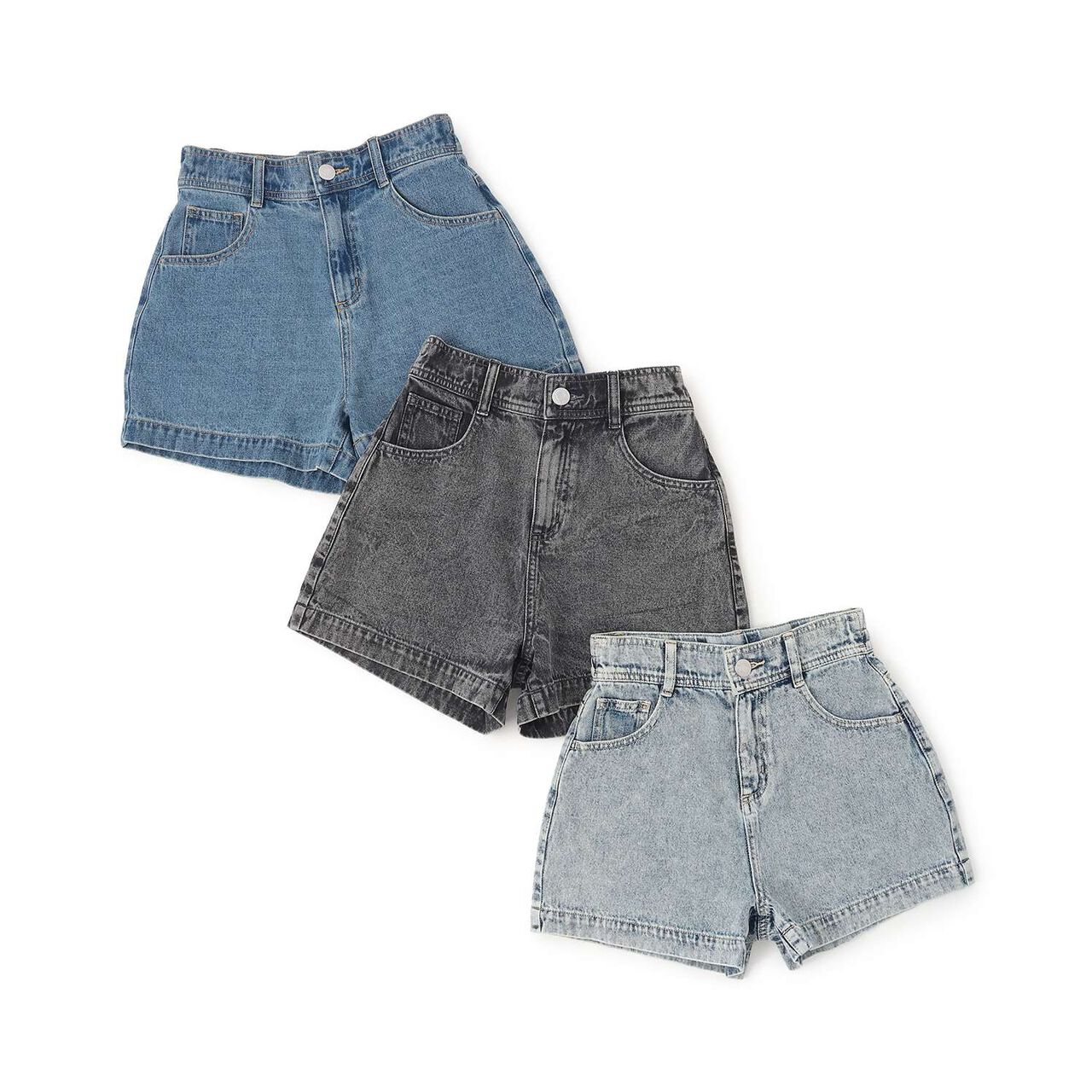 Embossed Loco Denim Shorts,Blue gray, large image number 3