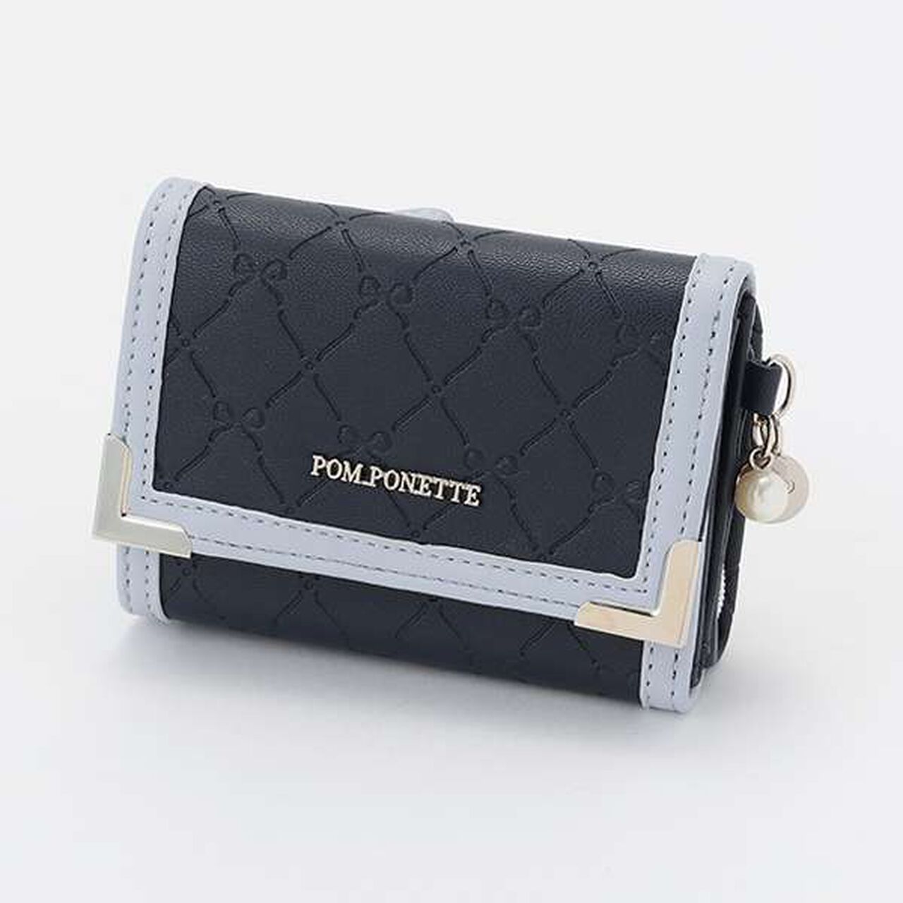 All-Over Pattern Ribbon Embossed Mini Wallet,Light blue, large image number 9