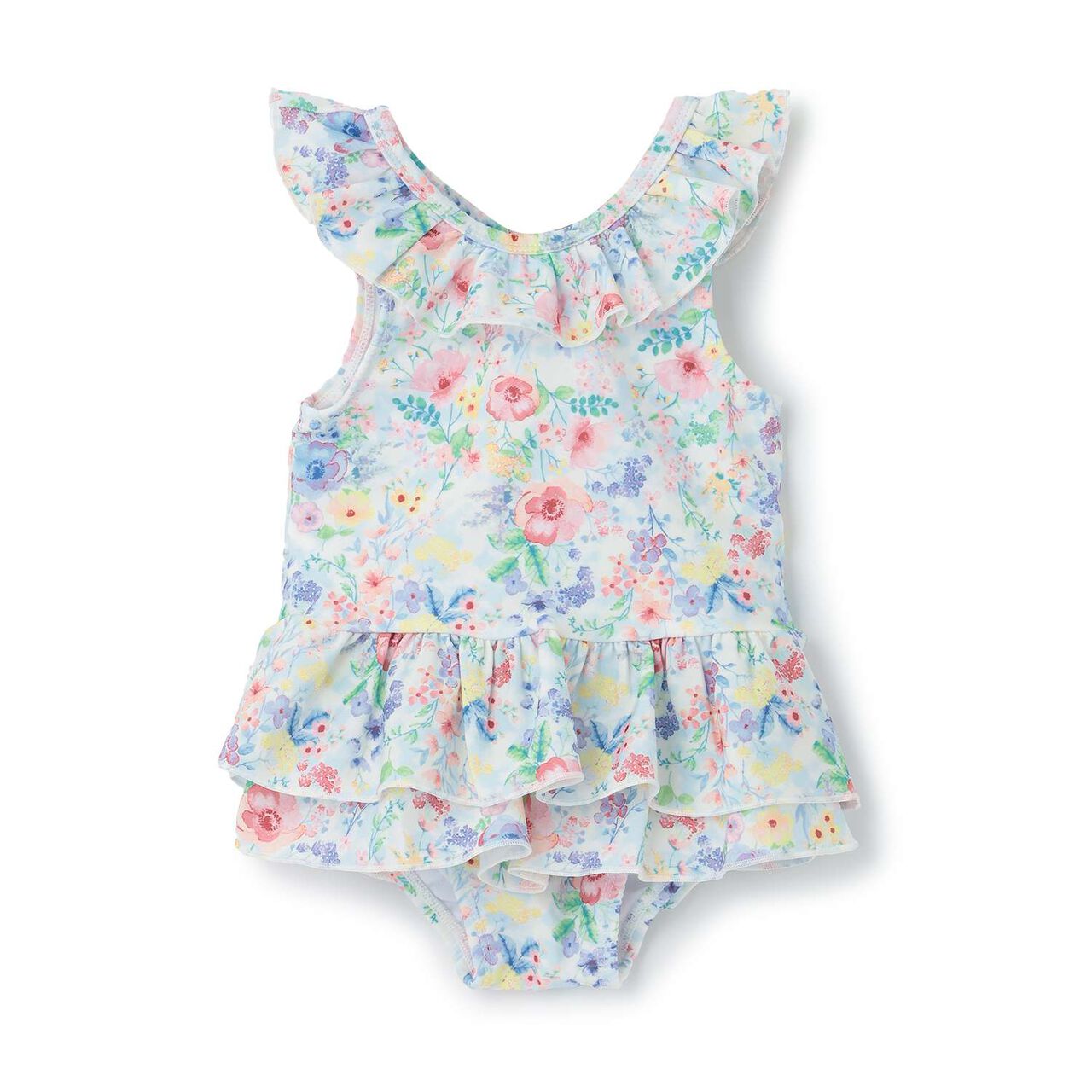 [SWIM] Girls' Floral Pattern Two-Piece Swimsuit [UV Protection],Pink, large image number 1