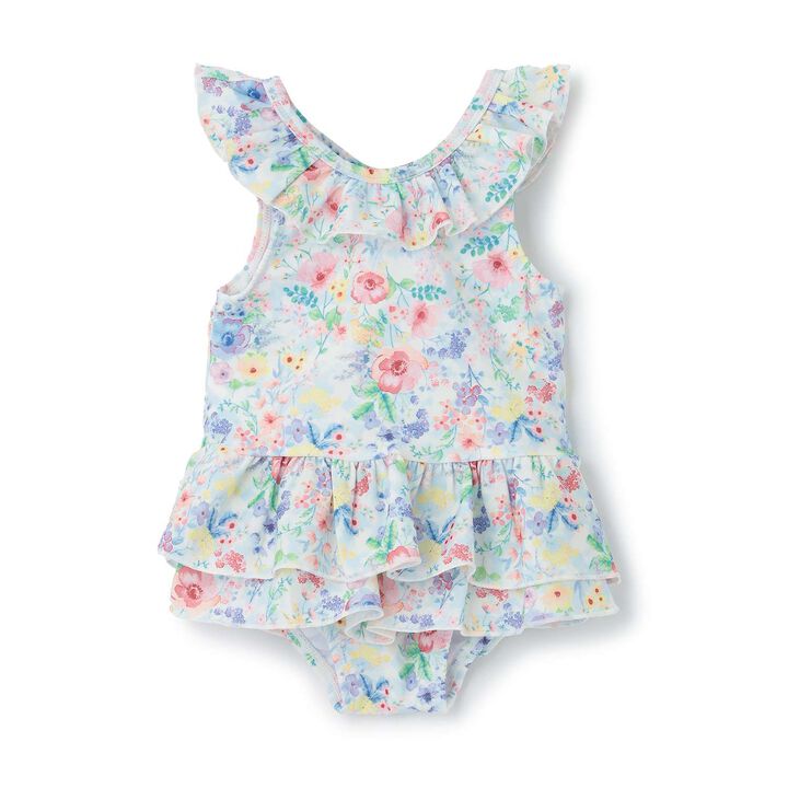 [SWIM] Girls' Floral Pattern Two-Piece Swimsuit [UV Protection],Pink, medium image number 1