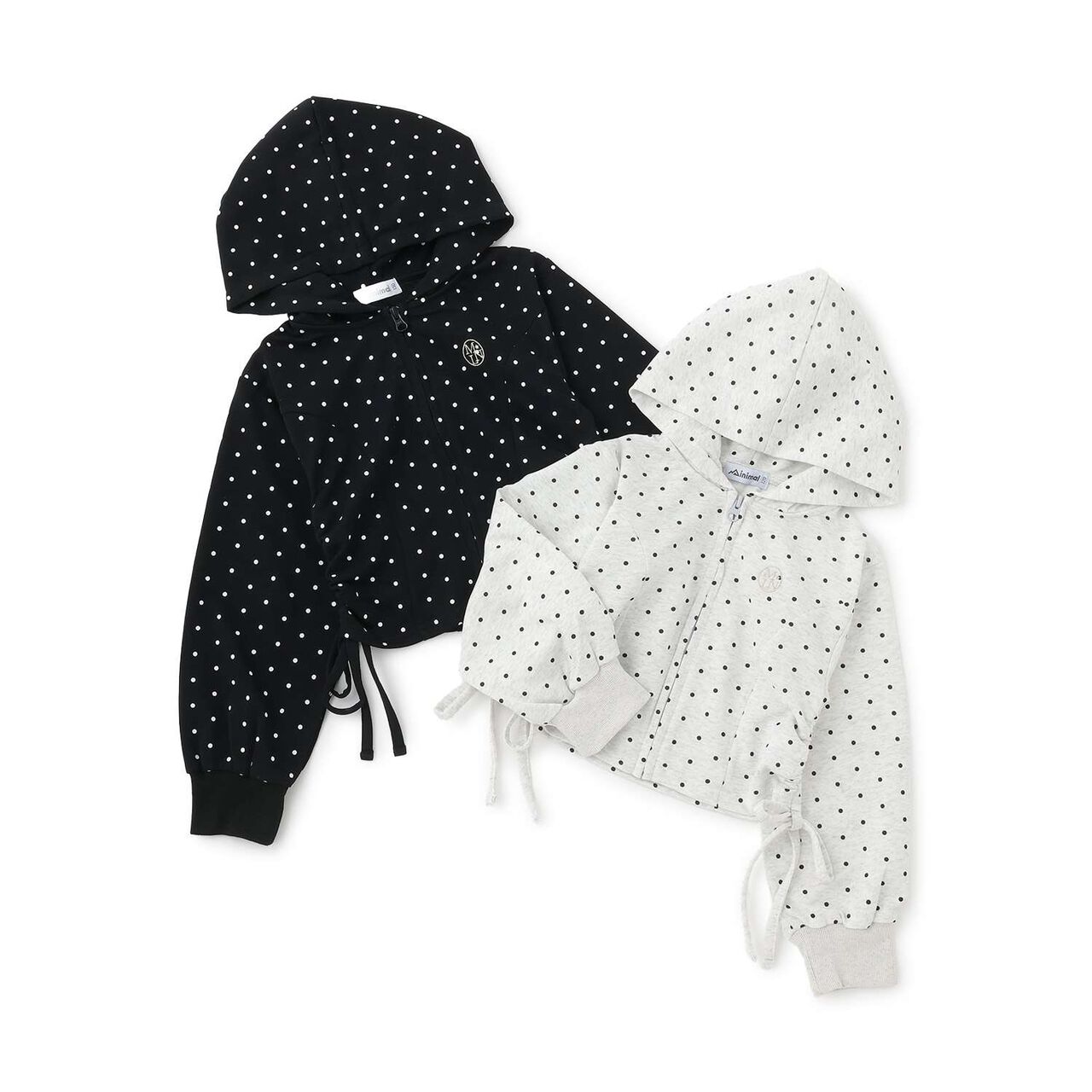 Drawstring Polka Dot Zip Parka,Smoke white, large image number 15