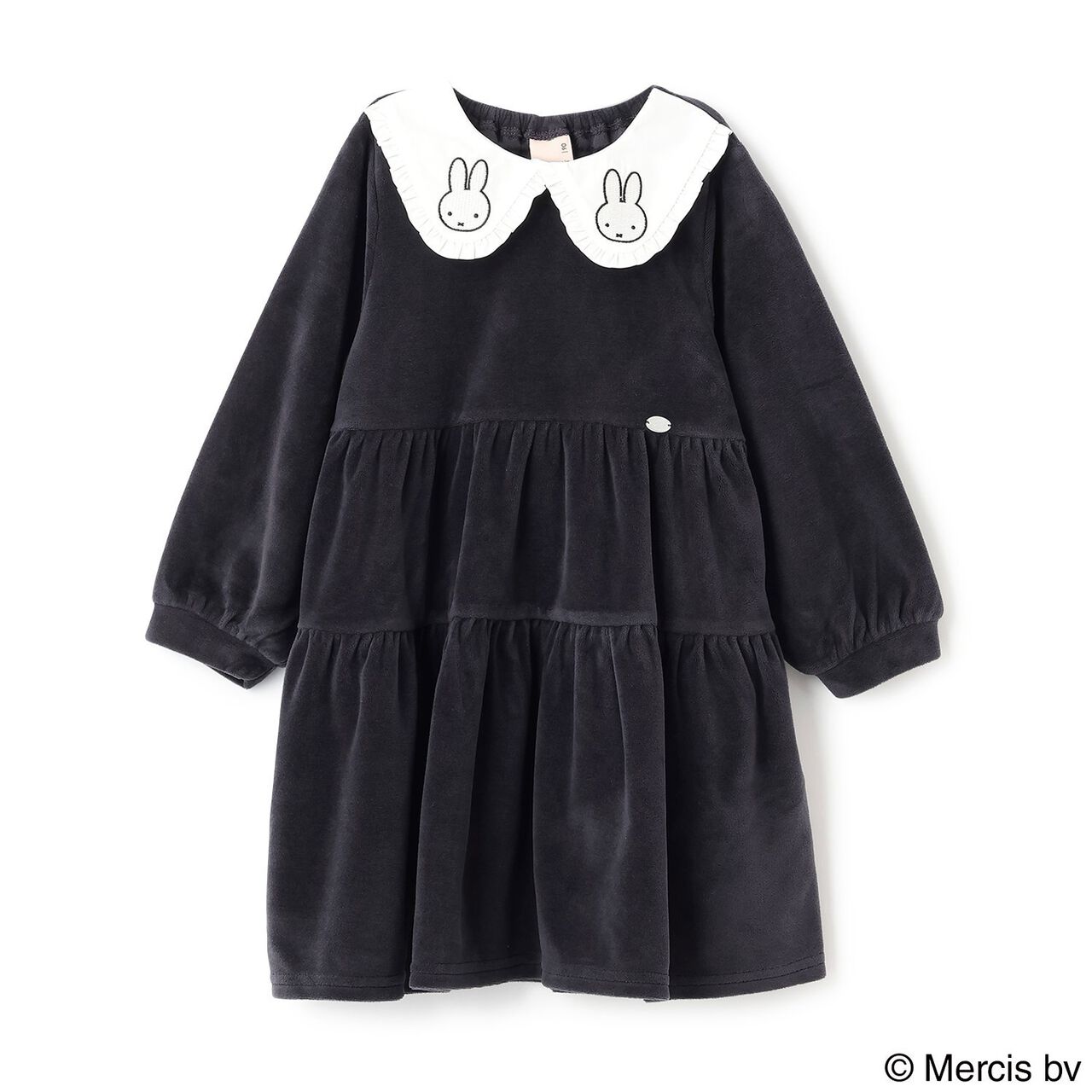 [Miffy] Collar Tiered One-Piece Dress,Charcoal gray, large image number 0