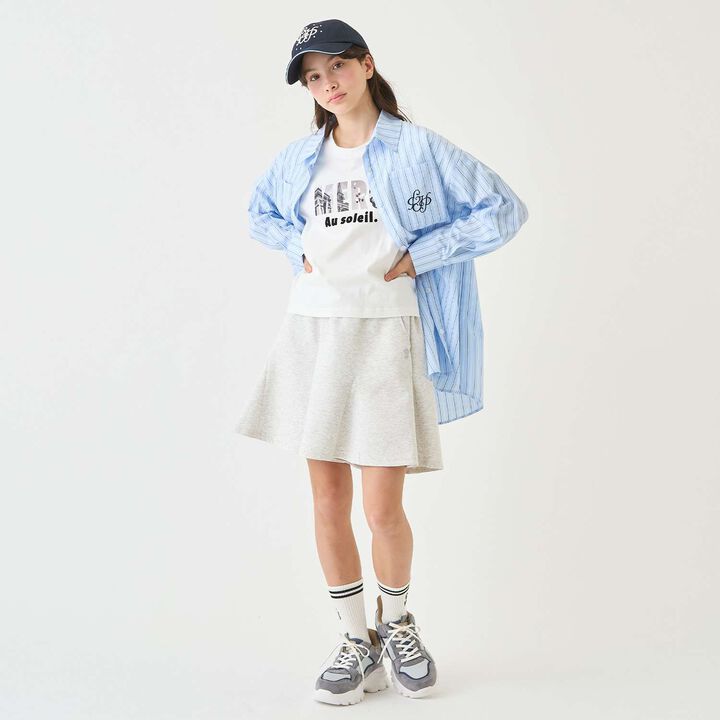 [130cm Available] Long-Sleeve Shirt & Photo Logo T-Shirt Set,Sax blue, medium image number 17