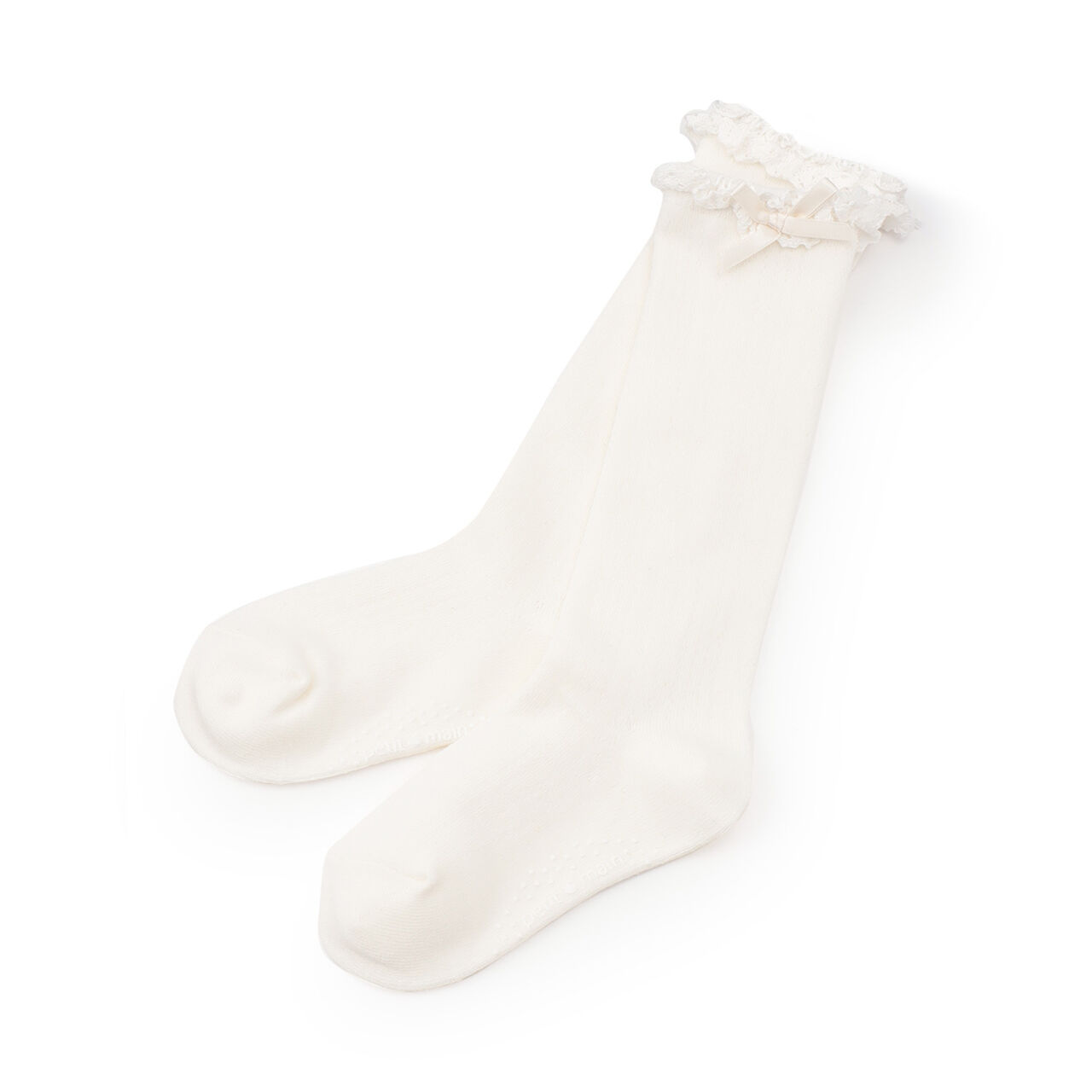 Knee-High Socks with Ribbon,Off white, large image number 0
