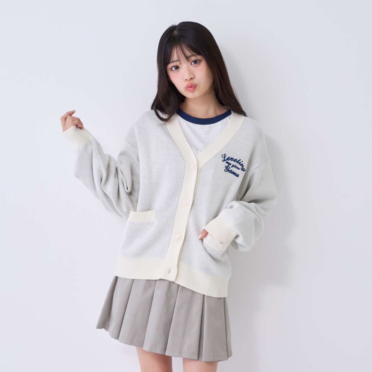 [Washable/Anti-Static] Imakore Sweat-Like Knit Cardigan,Ivory, large image number 4