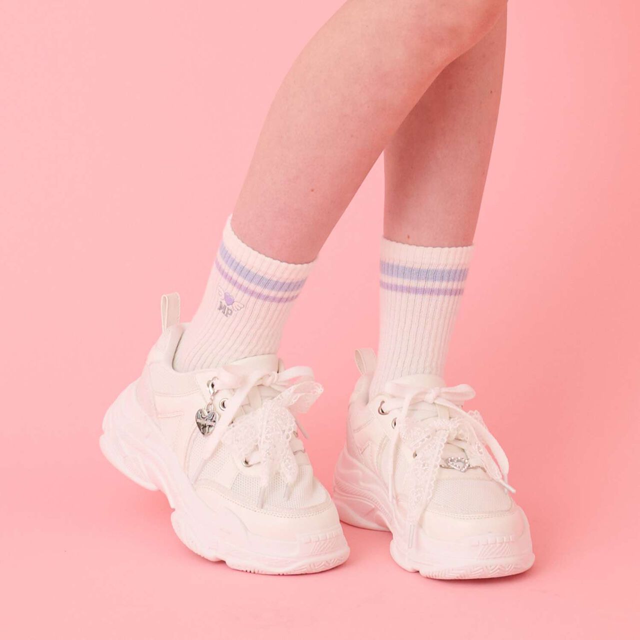 Ribbed Line Socks,Off white, large image number 0