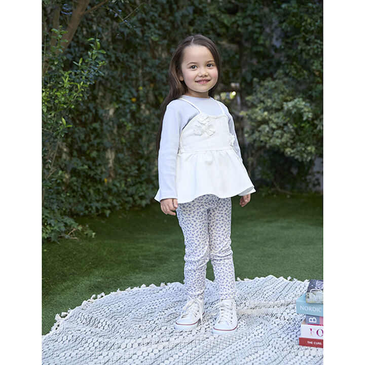 [Link] Floral Bustier Long Sleeve T-Shirt Set (Kids Size),Ivory, medium image number 6