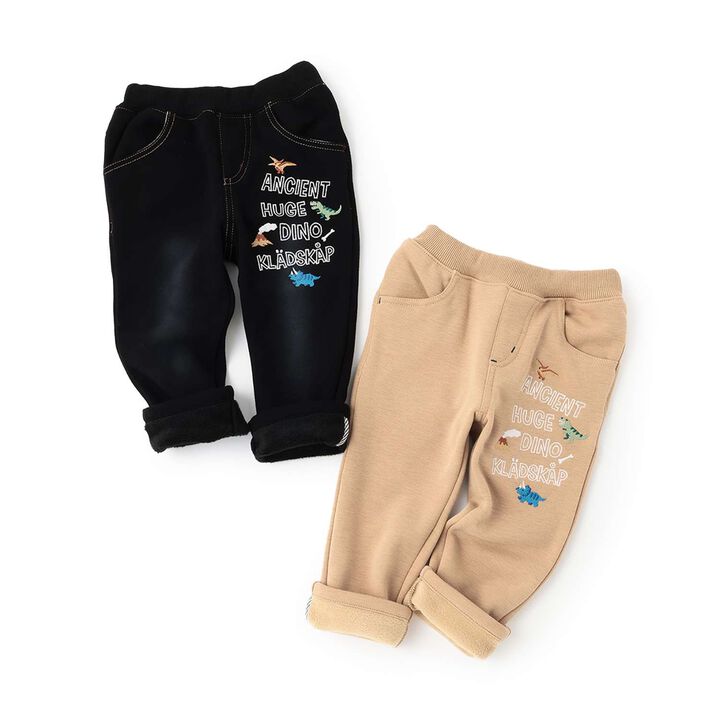 [Restock] Long-Length Straight Pants with Dinosaur Embroidery,Black, medium image number 10