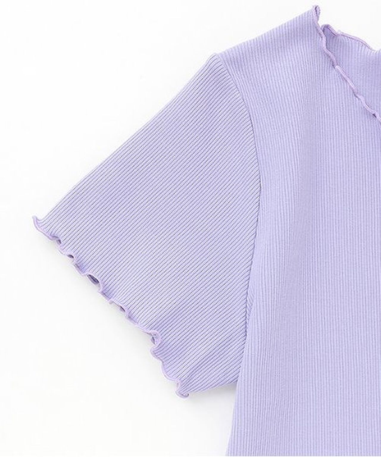 Front Shirred Short-Sleeve Ribbed Top,Lavender, large image number 6