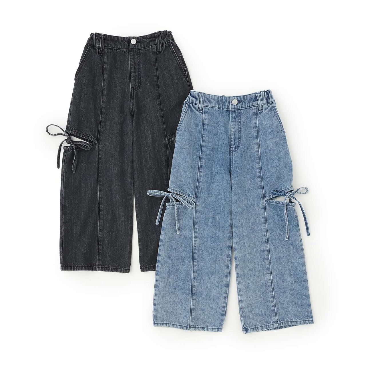 Denim Slit Wide Pants,Blue, large image number 8