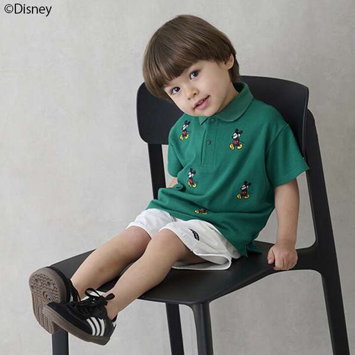 [Disney] Mickey/Embroidered Short-Sleeve Polo,Green, medium image number 2