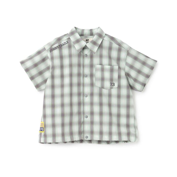 Ombre Checkered Short-Sleeve Shirt,Khaki, medium image number 0