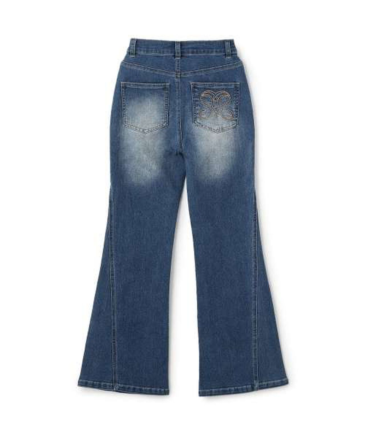 Motif Logo Flare Denim Pants,Light blue, large image number 1