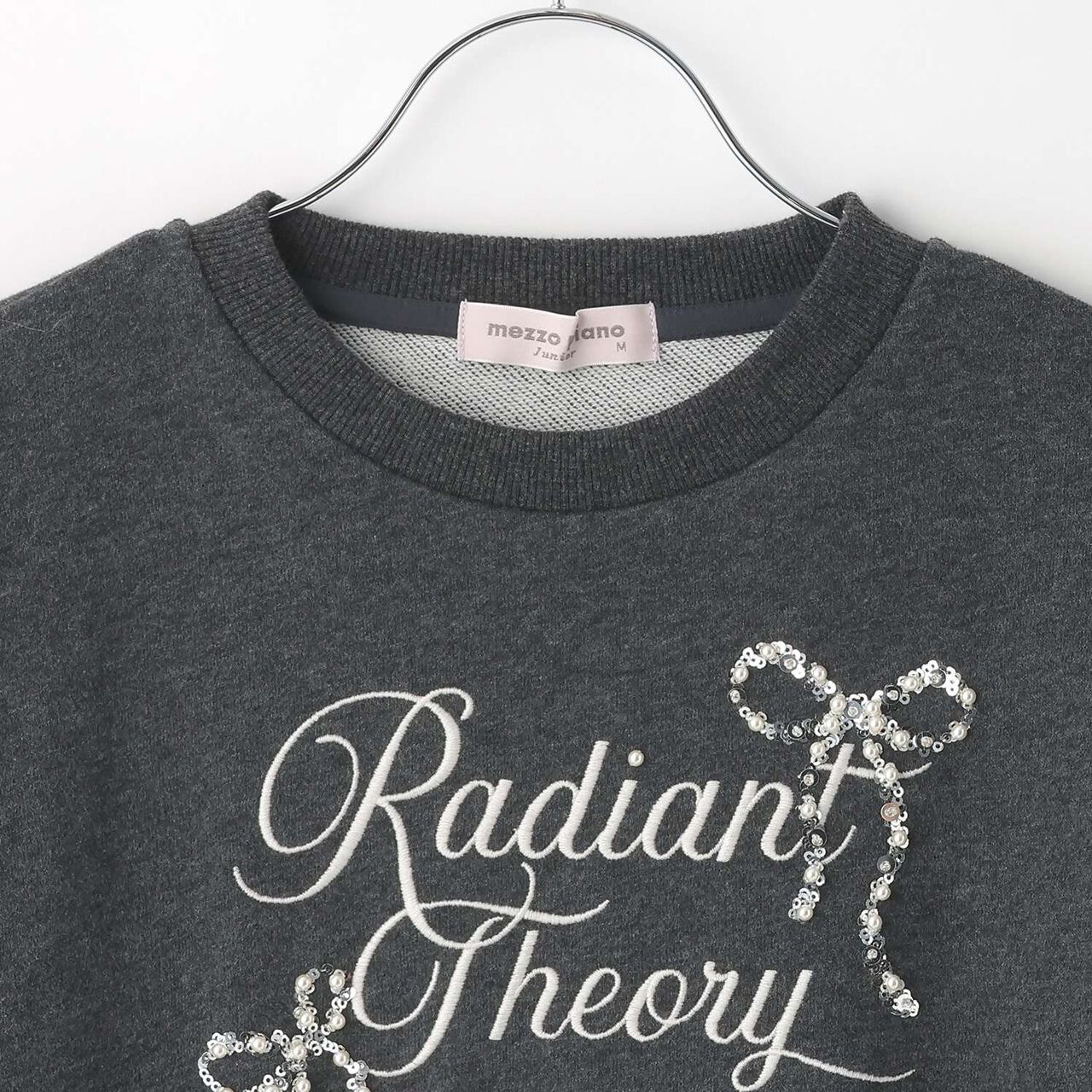 Sparkling Ribbon & Logo Sweatshirt,Charcoal gray, large image number 5