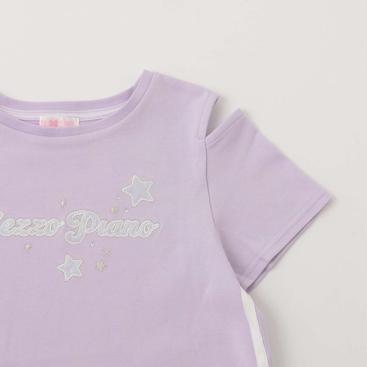 Mesh Zip Parka & Shoulder Opening Cut One-Piece Dress Set,Lavender, large image number 7