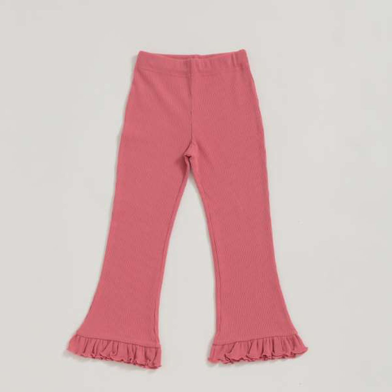 Frilled Hem Rib Pants,Pink, large image number 0