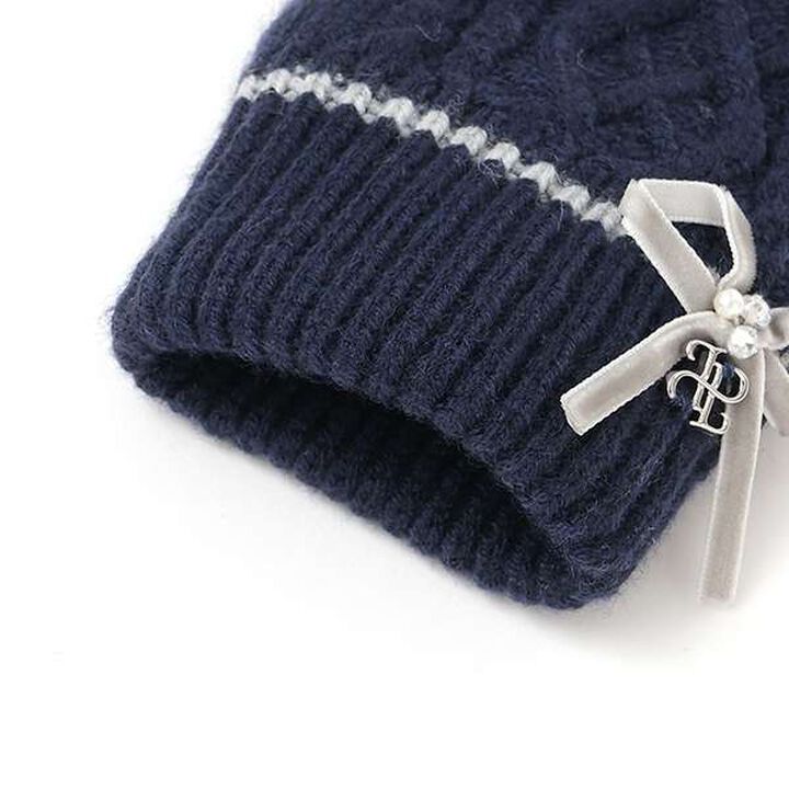 Cable Shaggy Lined Gloves,Navy, medium image number 2