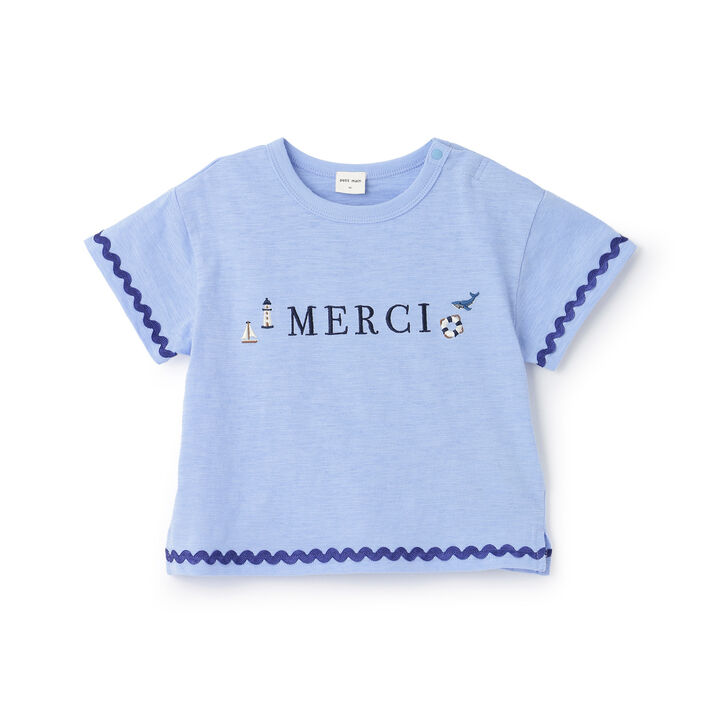 [Cool Touch] Marine Embroidered Sleeve Line T-Shirt,Light khaki, medium image number 6