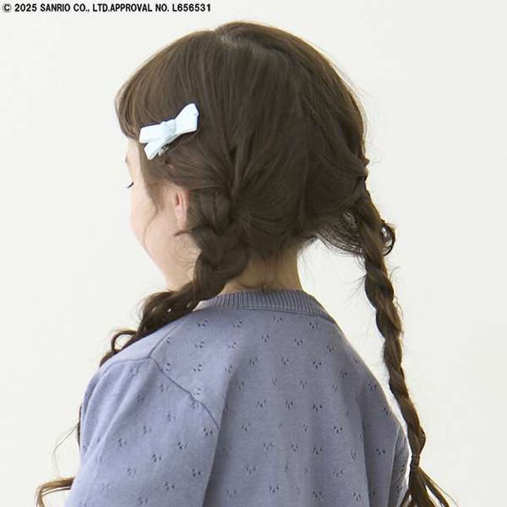 Ribbon Hair Clips 2P,Sax blue, medium image number 4