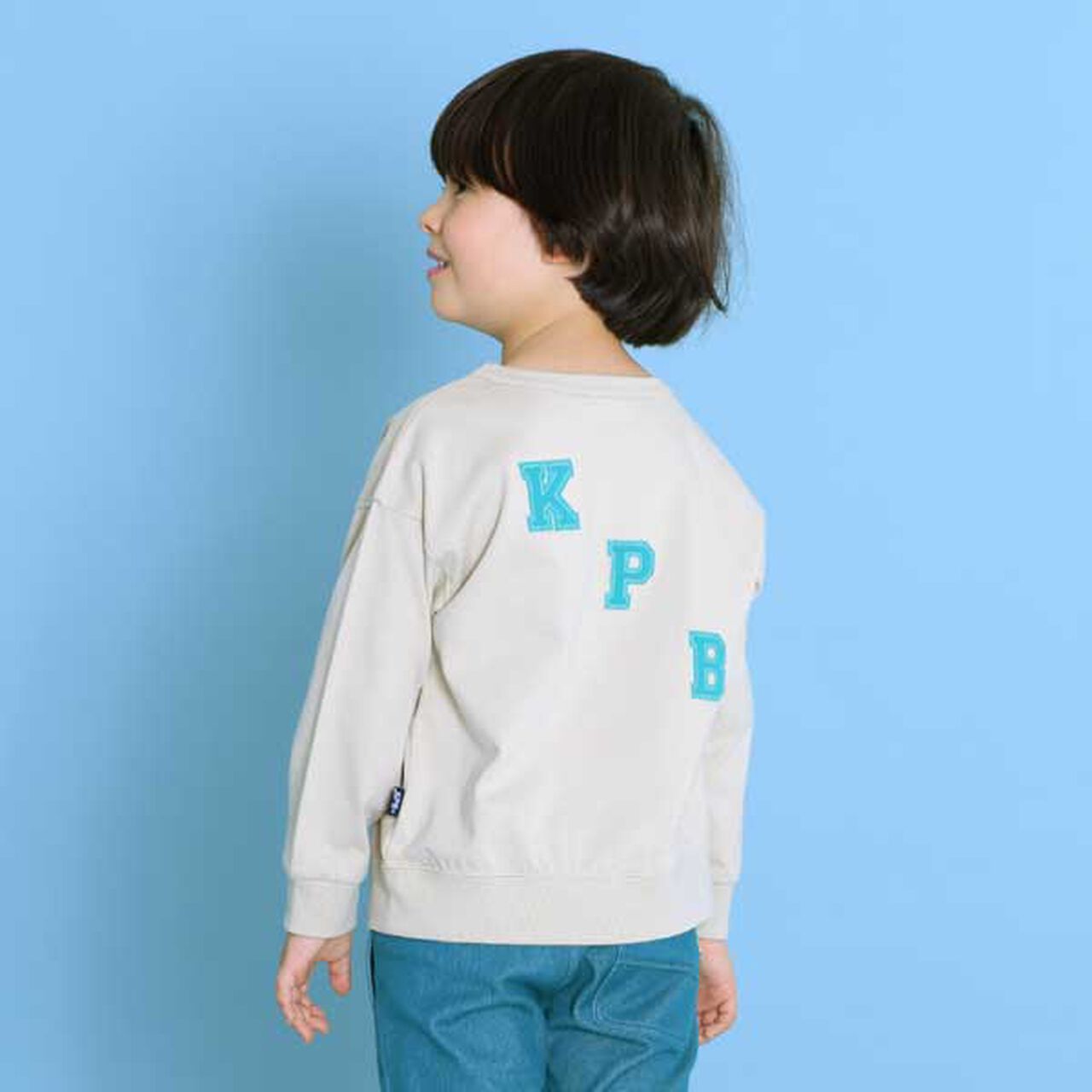 Logo Print Sweatshirt Style Long-Sleeve T-Shirt (100-130),Beige, large image number 2