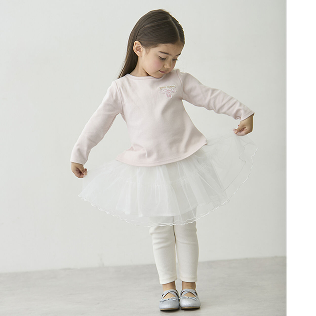 Tulle Skirt with Leggings Set,Blue gray, large image number 1