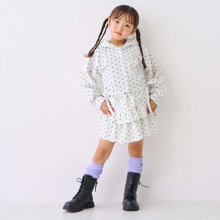 Drawstring Polka Dot Zip Parka,Smoke white, medium image number 1