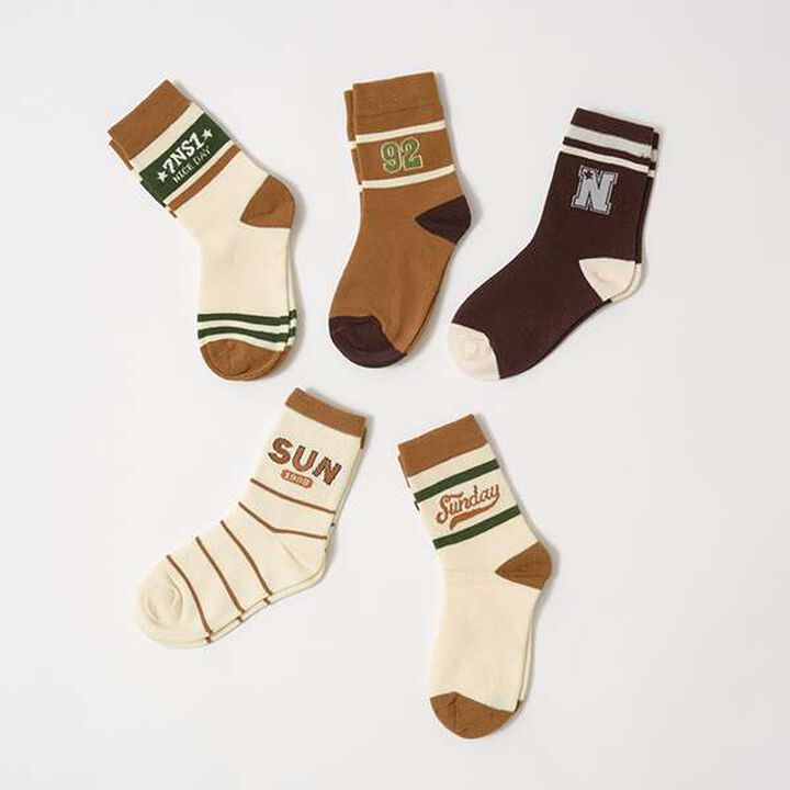 College Assorted Crew Socks (Sepia),Dark brown, medium image number 1