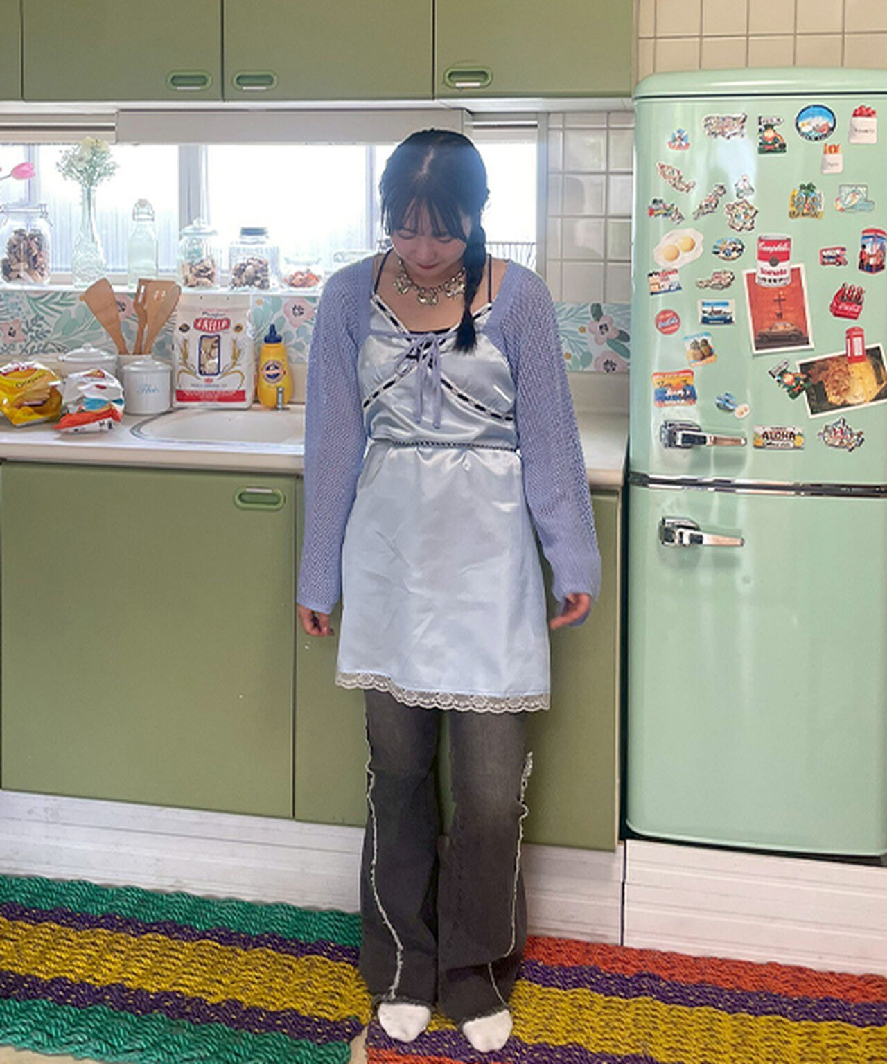 Lingerie-Style Camisole One-Piece Dress,Cream, large image number 12