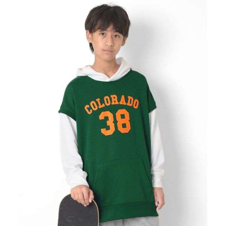 Front Logo Print Layered Style Big Parka,Green, medium image number 9