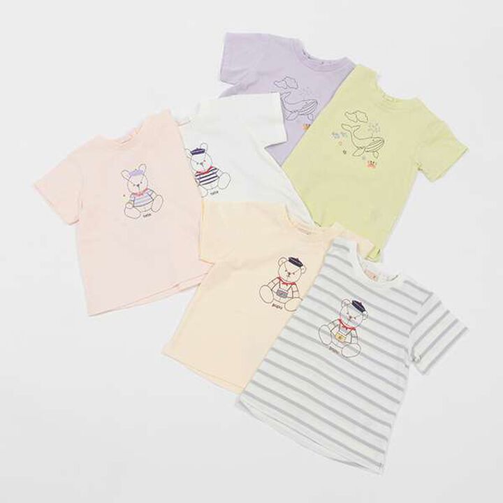 [Link] Quick-Dry Embroidery Half T-Shirt (Kids),Cream, medium image number 18