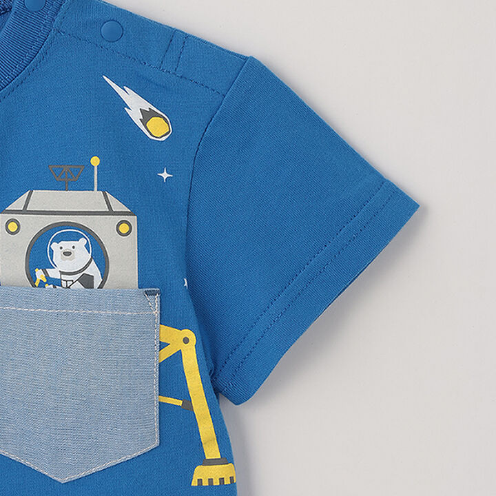 Chest Pocket Short Sleeve T-Shirt [JAXA LABEL],Blue, medium image number 5