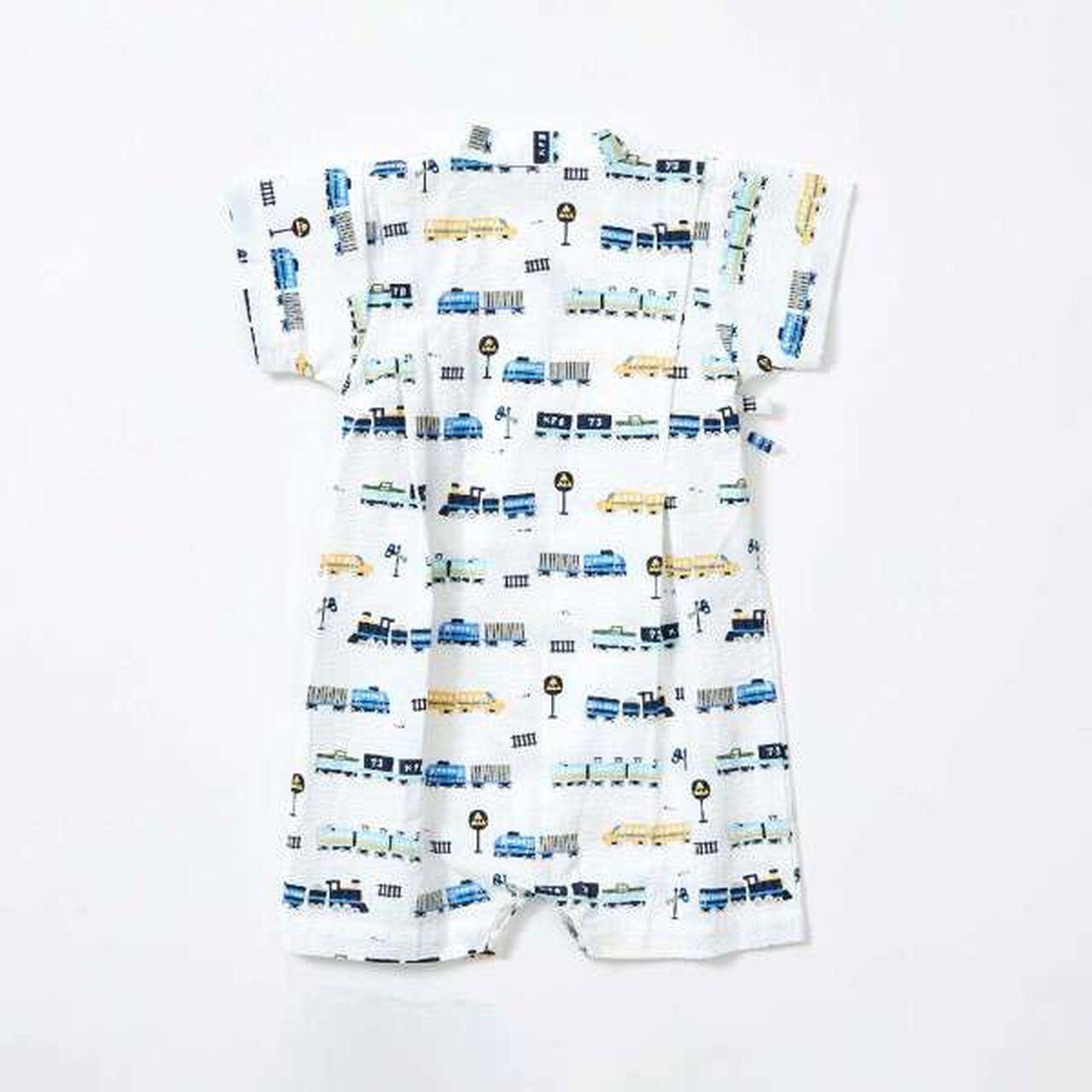 KP Boy Train Print Jinbei All-in-One (Free),White, large image number 1