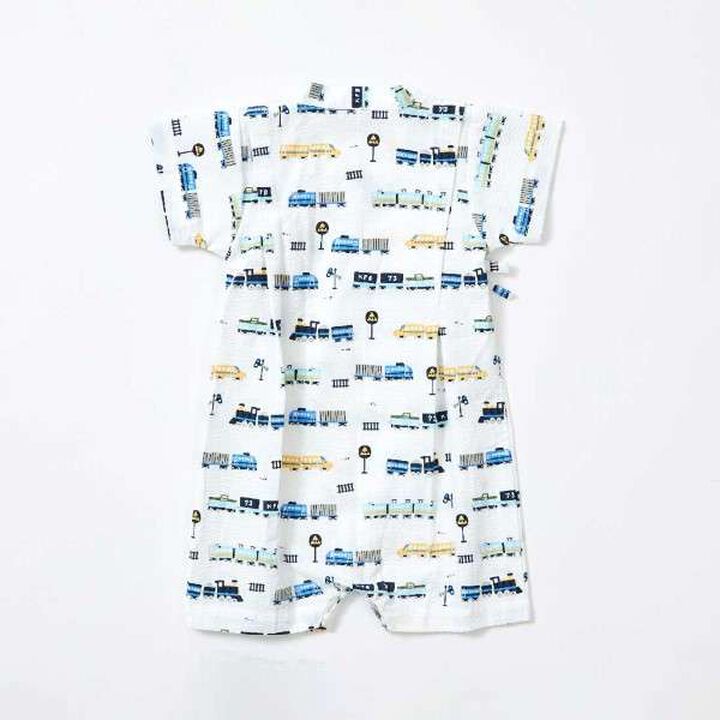 KP Boy Train Print Jinbei All-in-One (Free),White, medium image number 1