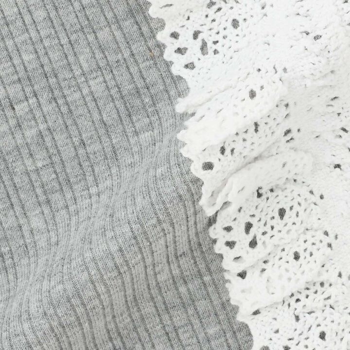 Parent-Child Matching Lace Frill Ribbed Long-Sleeve T-Shirt,Black, medium image number 12