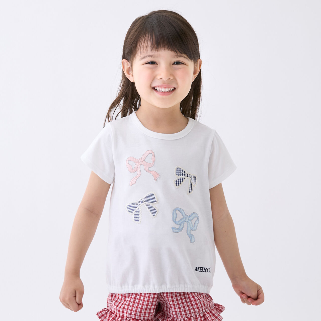 [接觸涼感] 混款刺繡T恤,珍珠白, large image number 0