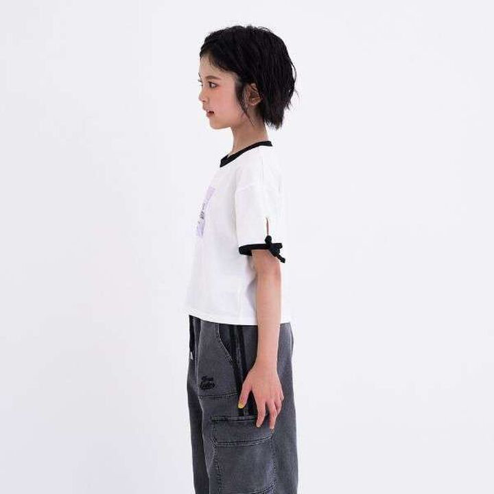 [Cool Touch] Lame Clear Patch Short-Sleeve Ribbon T-Shirt,Black, medium image number 11
