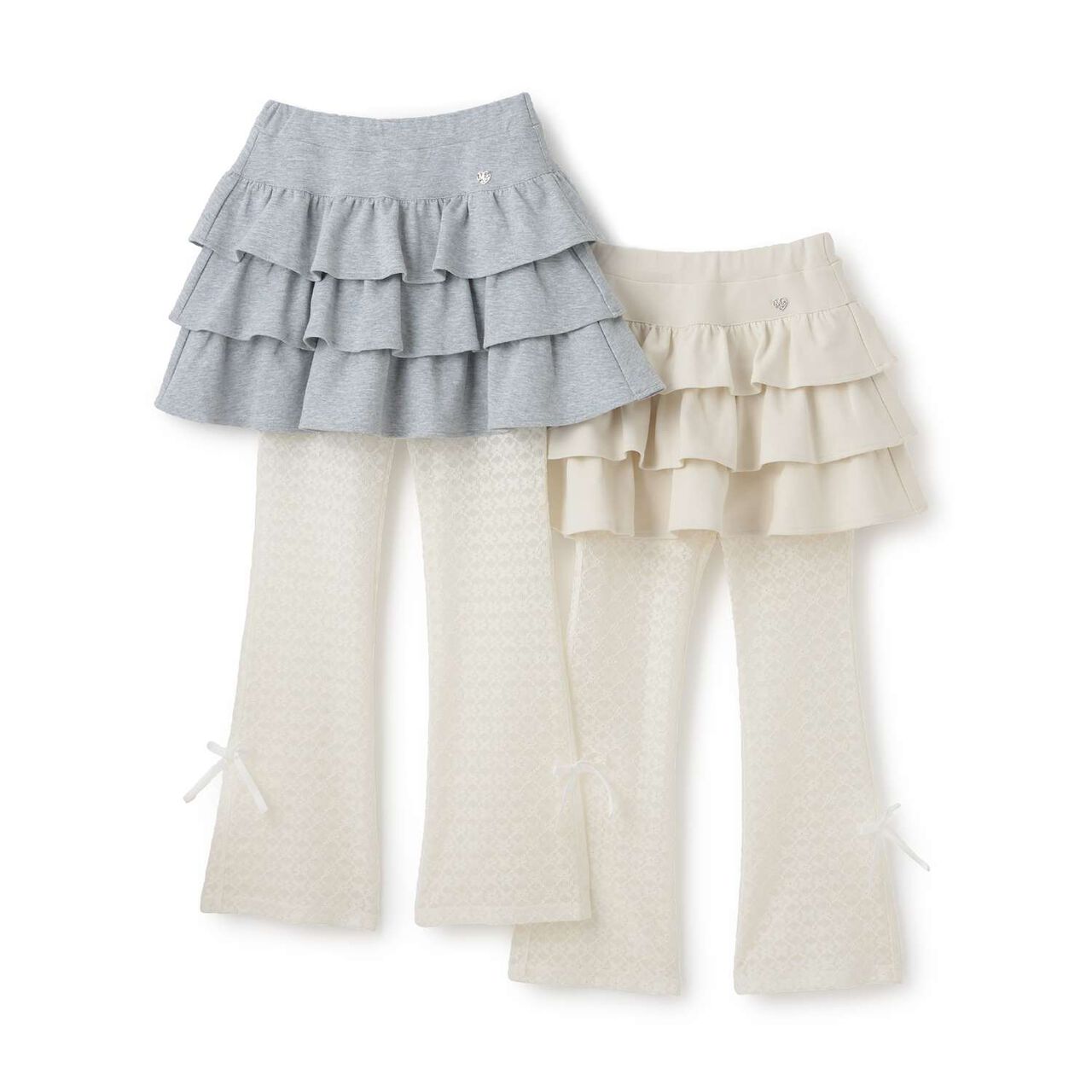 Frilly Tiered Skirt & Lace Pants Set,Ivory, large image number 12