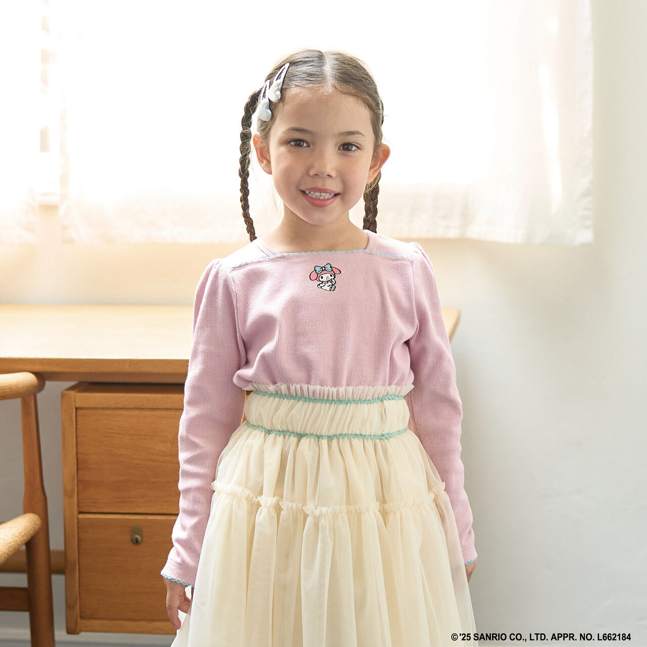 Sanrio Characters One-Point Embroidery Top,Pink, large image number 0