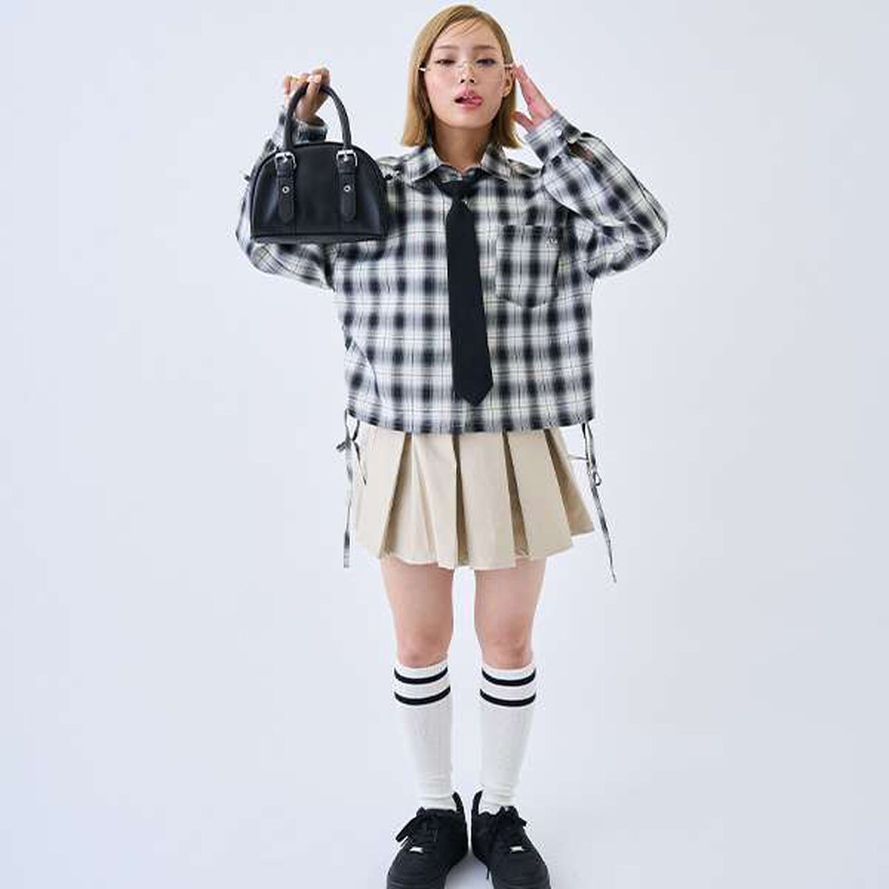 Checkered Shirt with Inner Lining,Black, large image number 3