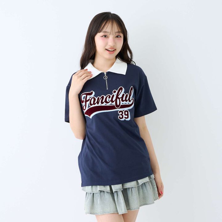 [LTXC - 100% Cotton] Loose Half-Zip Short-Sleeve T-Shirt,, medium